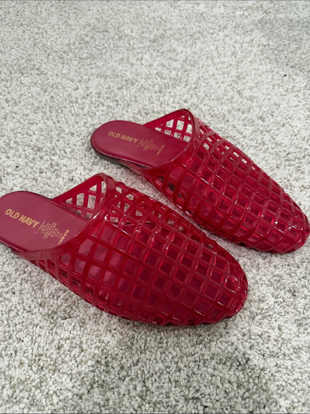 Old Navy Red Lattice Slip-On Mules